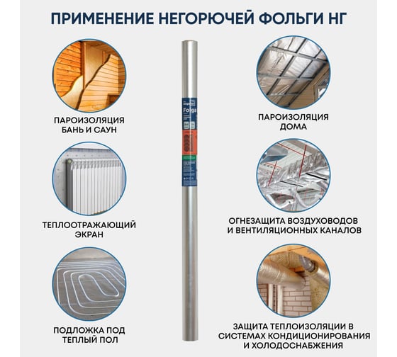 Фольга для бани, сауны Megaflex НГ 1х10 м, 10 кв. м FOING.100.10