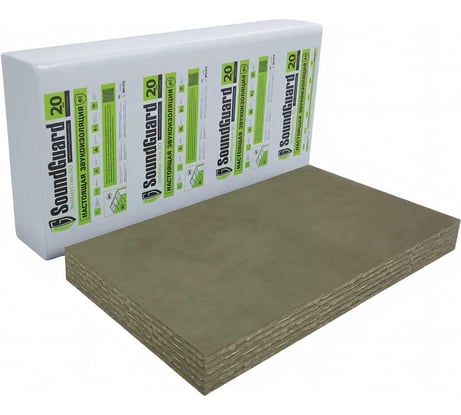 Звукопоглощающая плита Soundguard экоакустик 80 1250x600x20 мм, 7.5 кв.м в упаковке 201260
