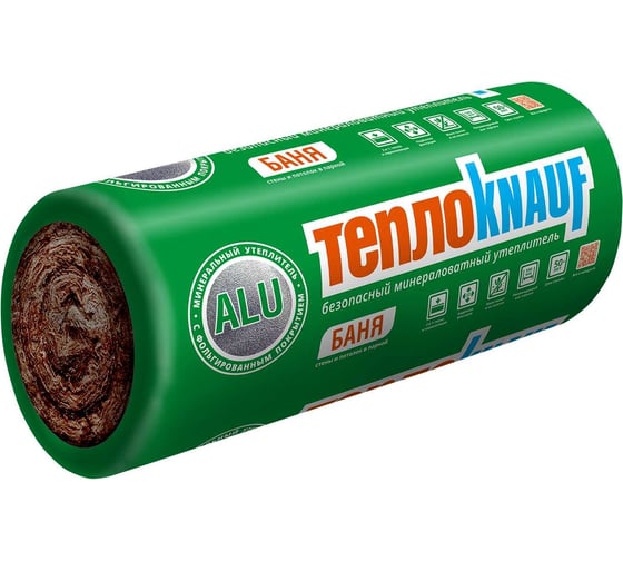 Утеплитель Knauf Insulation Теплокнауф баня 50x1200x12500 мм, 15 кв. м, 1 мат 587648 1