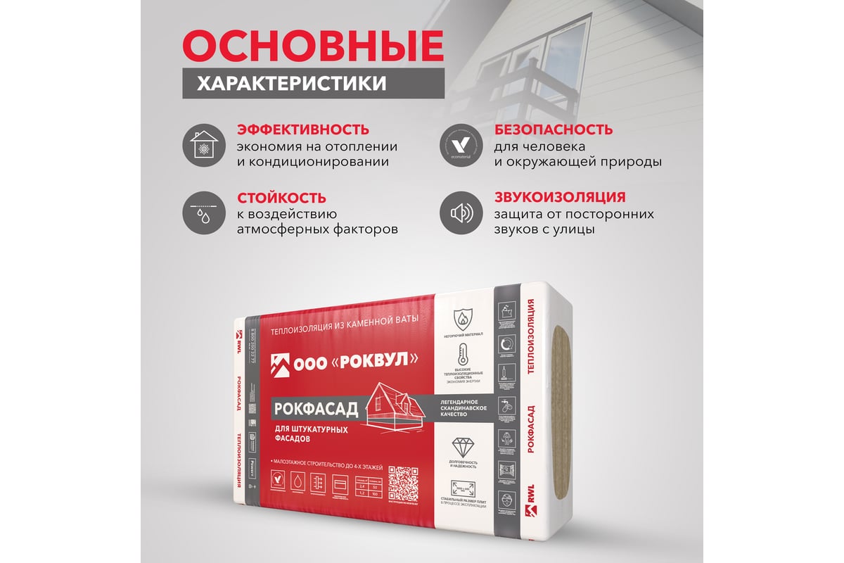 Теплоизоляционная плита RWL РОКФАСАД 50 мм 305872 - выгодная цена ...
