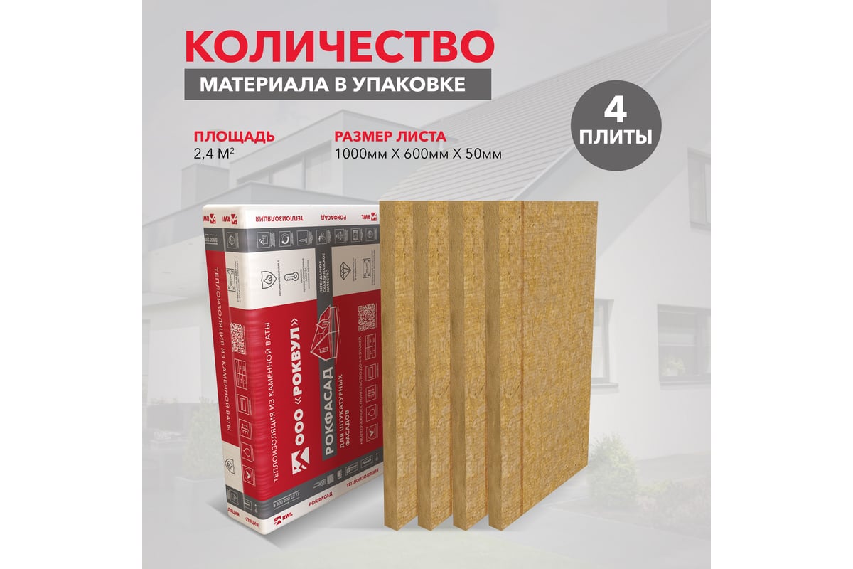Теплоизоляционная плита RWL РОКФАСАД 50 мм 305872 - выгодная цена ...