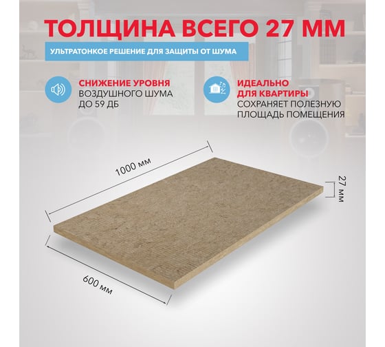 Звукопоглощающая плита RWL АКУСТИК БАТТС Ультратонкий 27 мм 236227