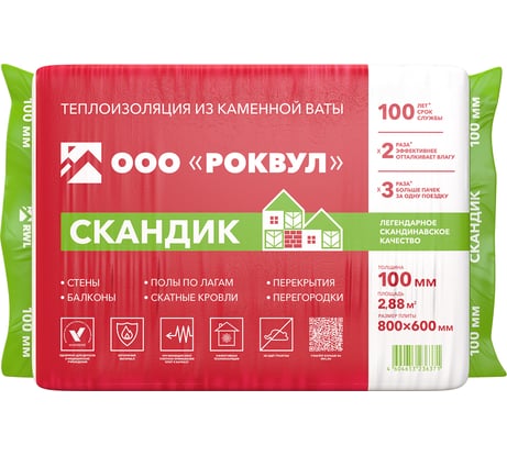 Теплоизоляционная плита RWL ЛАЙТ БАТТС СКАНДИК 100 мм 171943