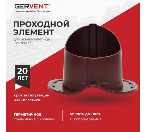 Проходной элемент для металлочерепицы Gervent Monterey малиновый ПЭМ/малин