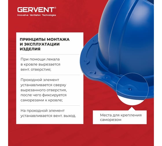 Проходной элемент для металлочерепицы Gervent Monterey синий ПЭМ/син