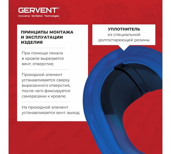Проходной элемент для фальцевой и готовой кровли из битумной черепицы Gervent синий ПЭБ/син