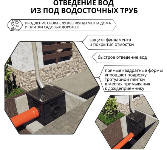 Водоприемная решетка для дождеприемника Gidrolica 285х285х21 мм - пластиковая, кл. А15 208