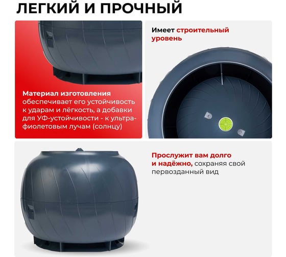 Комплект кровельный вентиляции для фальцевой и готовой кровли из гибкой черепицы Gervent Static графит КбДС/граф