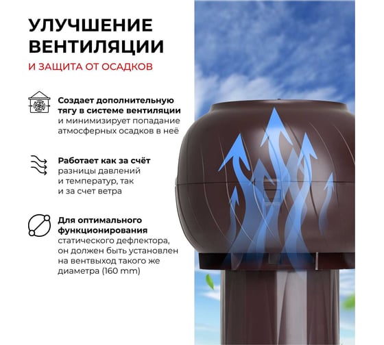 Дефлектор статический Gervent Static 160 мм, коричневый ДС160/кор