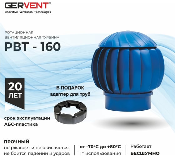 Нанодефлектор Gervent 160 мм с переходником на трубу НД+пере/син