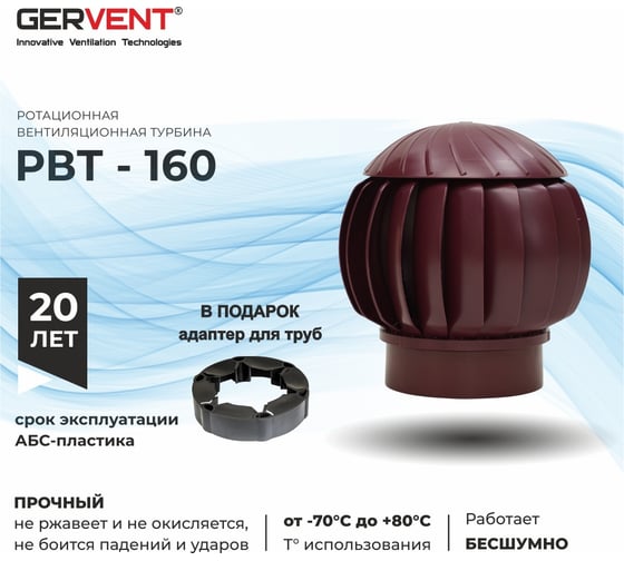 Нанодефлектор Gervent 160 мм с переходником на трубу НД+пере/борд