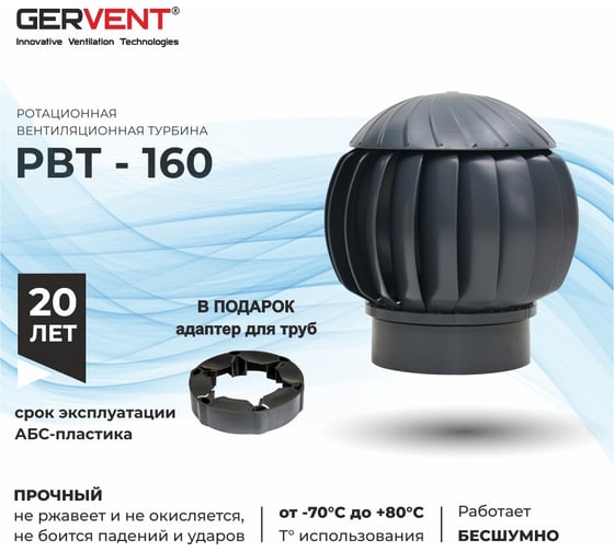 Нанодефлектор Gervent 160 мм с переходником на трубу НД+пере/граф