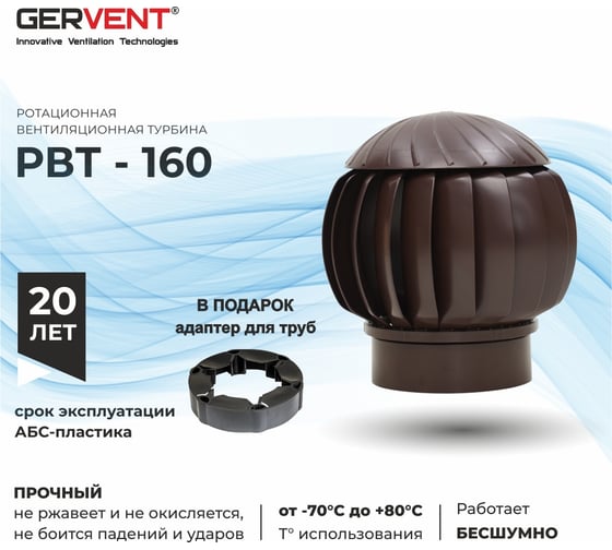 Нанодефлектор Gervent 160 мм с переходником на трубу НД+пере/кор