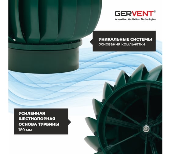 Нанодефлектор Gervent 160 мм с переходником на трубу НД+пере/зел