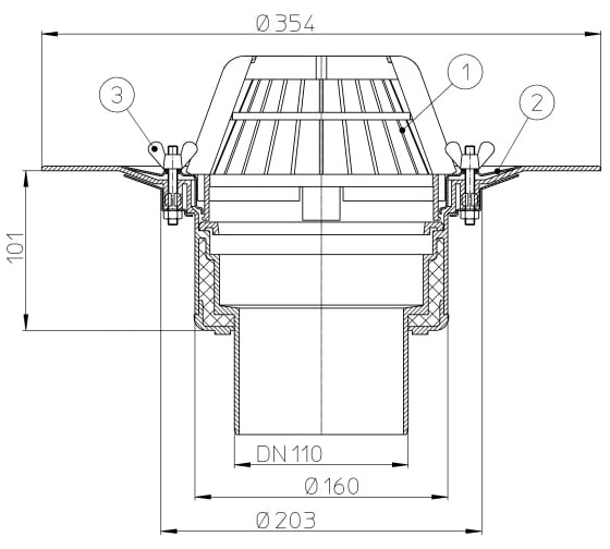 Кровельная воронка HL DN 110 62/1