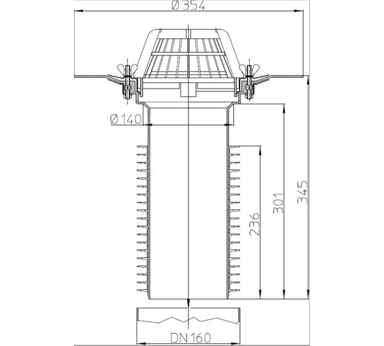 Кровельная воронка HL DN 160 69/5