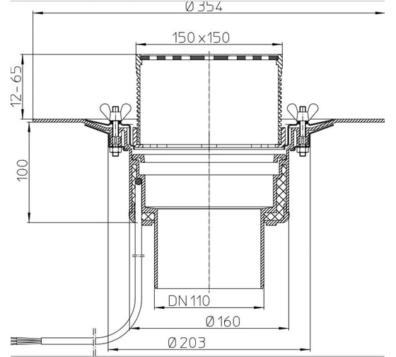 Кровельная воронка HL с электроподогревом, DN110 62.1B/1