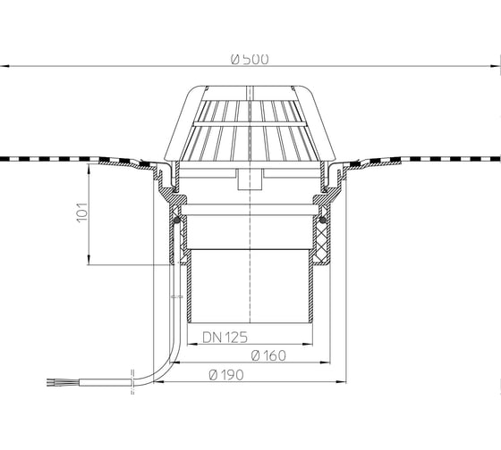 Кровельная воронка HL с электроподогревом DN125 HL 62.1H/2
