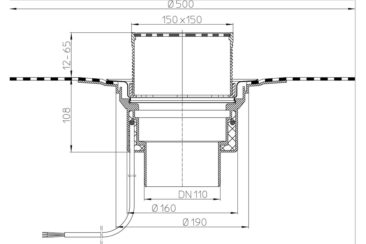 Кровельная воронка HL с электроподогревом, DN110 HL 62.1BH/1