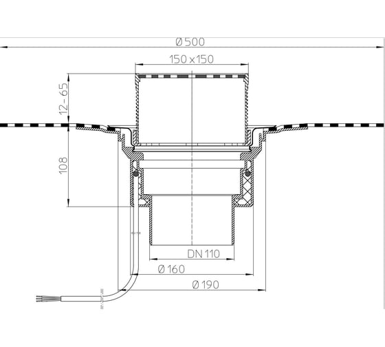 Кровельная воронка HL с электроподогревом, DN110 HL 62.1BH/1