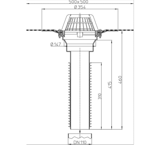 Кровельная воронка HL с полимербитумным полотном, DN 110 HL 69H/1