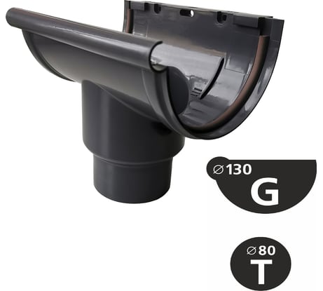 Воронка желоба центральная универсальная VN 80/100, серая 16014VN