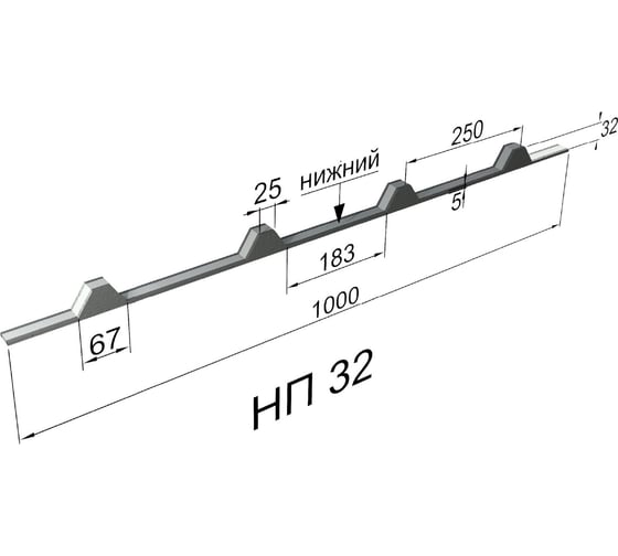 Уплотнитель для профнастила Компания Маска НП-32-183/25x1000-В, 50 шт. УМП0108