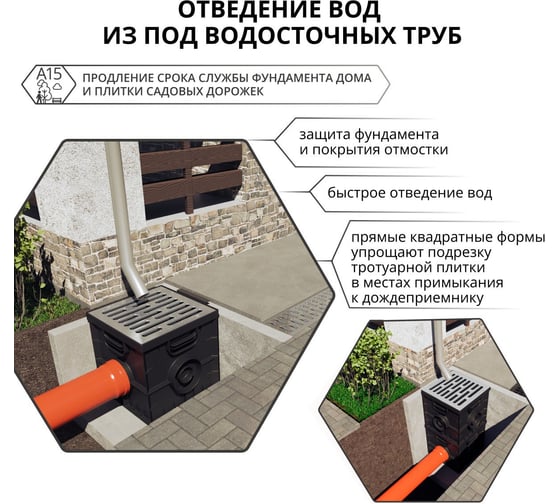 Дождеприемник Gidrolica Point 30x30x30см в сборе со стальной решеткой 2300/1
