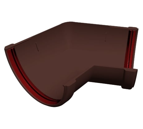 Угол желоба GrandLine 135 градусов, универсальный, ПВХ, шоколадный RAL 8017 223418