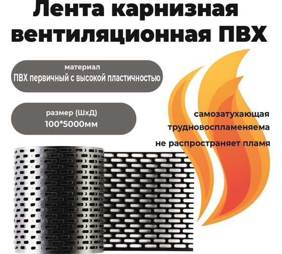 Карнизная вентиляционная лента ПВХ Компания Маска черный КВЛ1