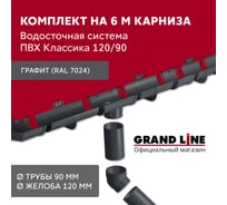 Комплект в/с Grand Line Классика 120 ПВХ GL, 6 м/3м графит (RAL 7024) 706311