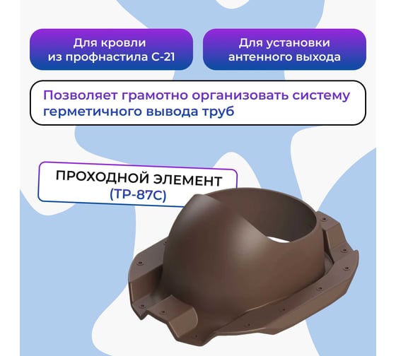 Вентиляционный комплект Татполимер TP-85.E.125/160/700 с вентилятором, для профлиста C-21, TP-87/C коричневый 57823