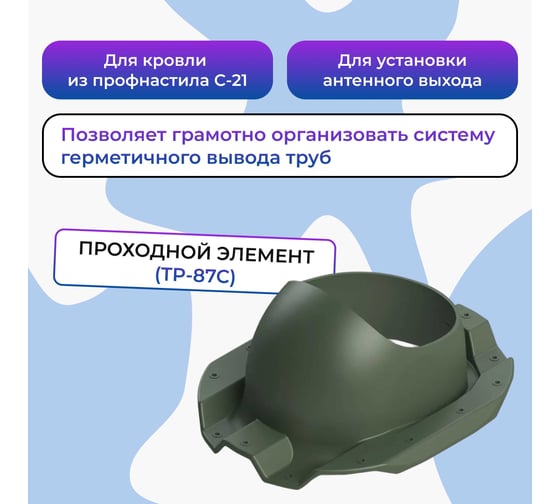 Вентиляционный комплект Татполимер TP-85.E.125/160/700 с вентилятором, для профлиста C-21, TP-87/C зеленый 57821