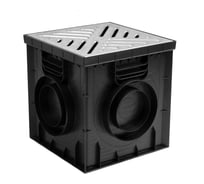 Дождеприемник Ecoteck L пластиковый 300x300 в сборе с решеткой стальной, А15 черный ДИ 23705000