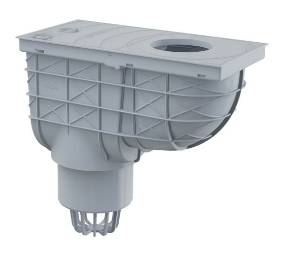 Ливнеотвод Alca Plast 300х155/110 мм, сток – прямой, серый AGV1S