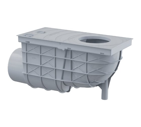 Ливнеотвод Alca Plast 300х155/110 мм, сток – боковой, серый AGV3S