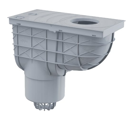 Ливнеотвод Alca Plast 300x155/125 мм, сток – прямой, серый AGV2S