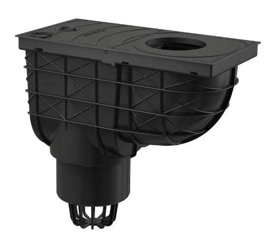 Ливнеотвод Alca Plast 300х155/110 мм, сток – прямой, черный AGV1