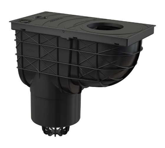 Ливнеотвод Alca Plast 300х155/125 мм, сток – прямой, черный AGV2