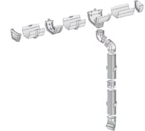 Комплект (набор) водосточной системы IMPLAST U110/67, 110 мм желоб, 67 мм труба, на 6.5 метра крыши, белый 6,5U-3W