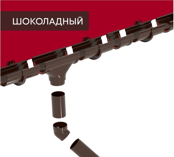 Комплект водосточных систем Grand Line Дизайн 135 ПВХ GL, 6м/3м шоколадная, RAL 8017 742465