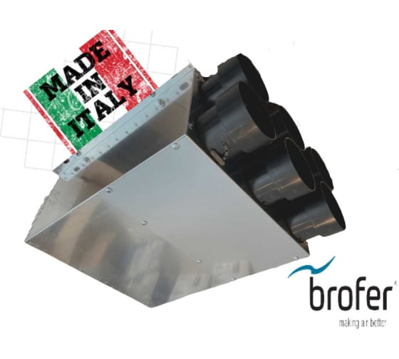 Итальянский пленум бокс/распределительная камера Brofer на 6 выходов, 75мм или 90мм, 442x362x202мм PLUGPVMCSH6 1