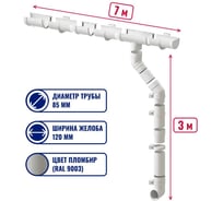 Комплект водосточной системы ЛМ маркет Docke Premium 1.0 м, пломбир 7/3 квс_деке_премиум_пломбир_7_3_ВБ