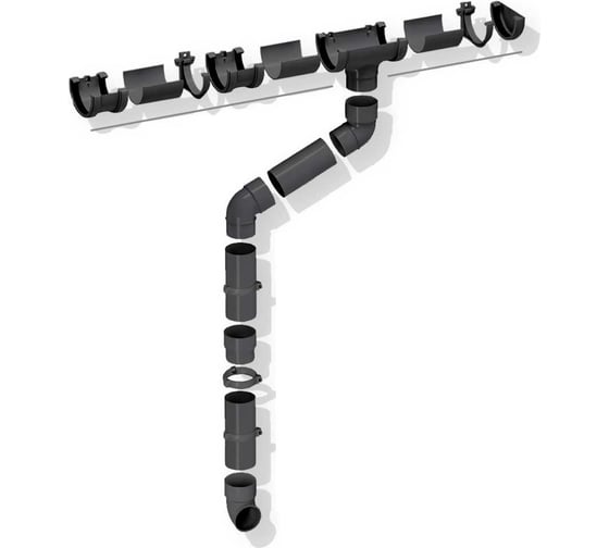 Комплект водосточной системы ЛМ маркет FINEBER 1.5 м, графит 6/3 квс_fineber_графит_6_3 1