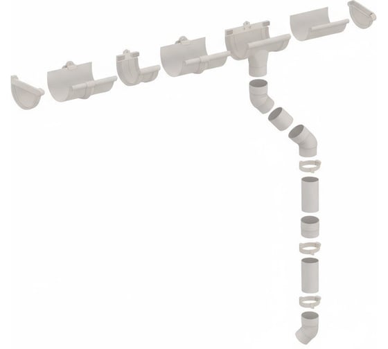Комплект водосточной системы IMPLAST УНИВЕРСАЛ 7.2 м, белый 7,2UNI-W