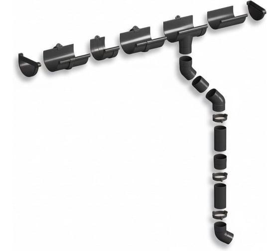 Комплект водосточной системы IMPLAST УНИВЕРСАЛ 9,6 м., серый 9,6UNI-G