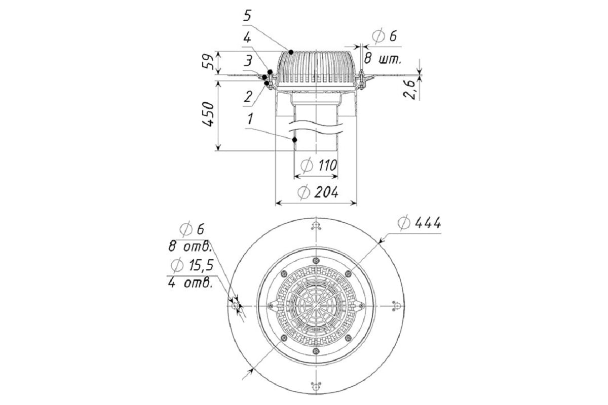 Кровельная воронка Татполимер ТП-01.У.100/4-Э 29620 - выгодная цена ...