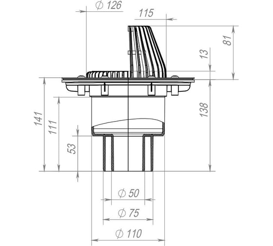 Воронка кровельная Fachmann VB 310.1 F, DN50/75/110 с фланцем 01.186