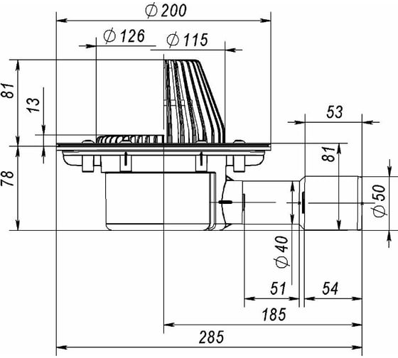 Кровельная воронка Fachmann VB 510.0 F, DN40/50 мм 01.189