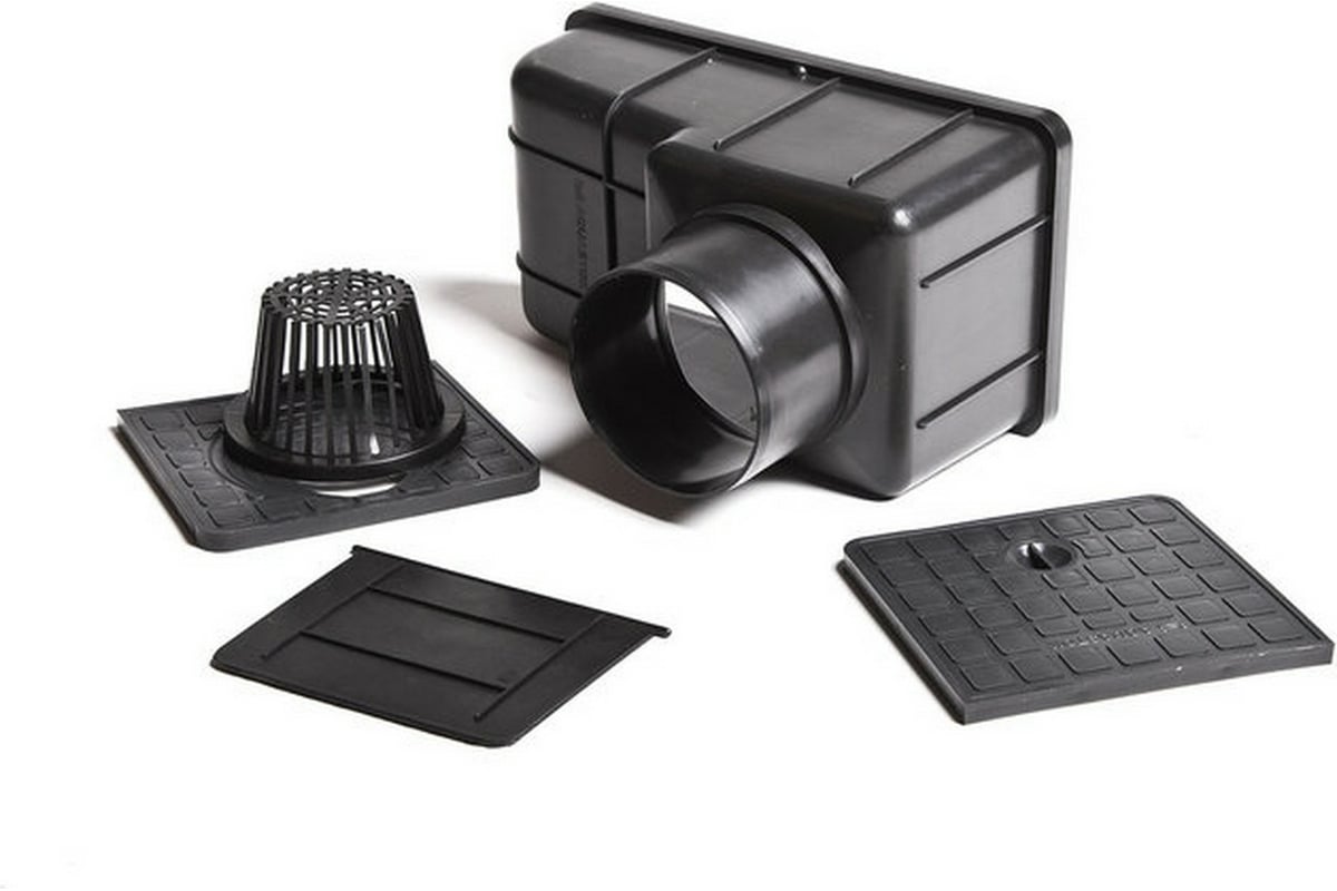 Кровельный ливнеприемник Aquastok с вертикальным патрубком, черный ...